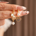 Women Exquisite Earrings Peace Lock Niche Pearl Ear Accessories