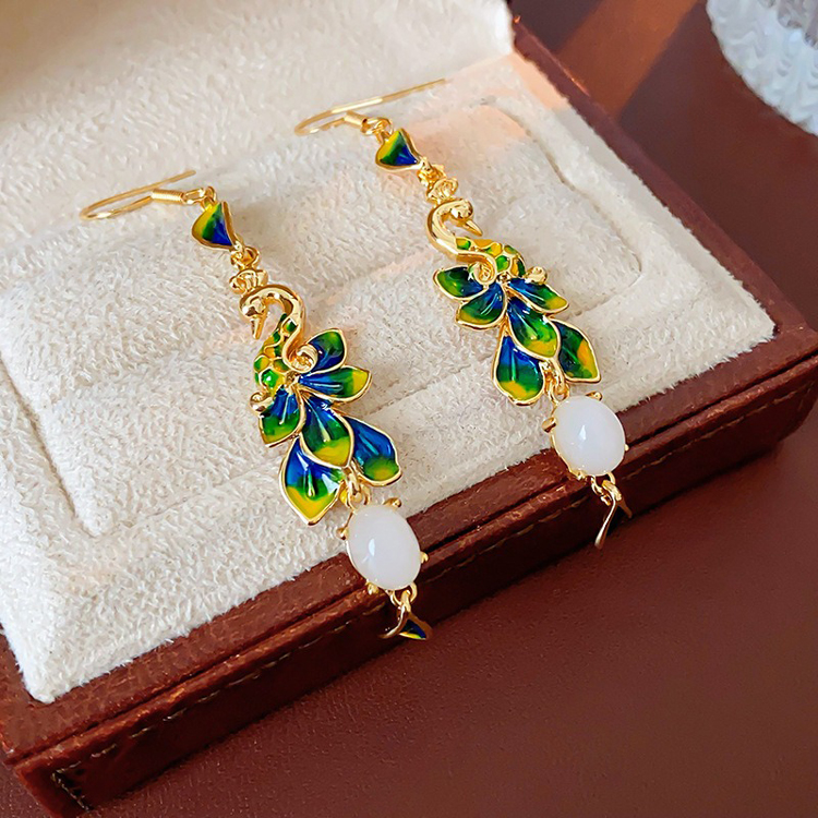 Women Fashion Earrings Vintage Peacock Ear Accessories