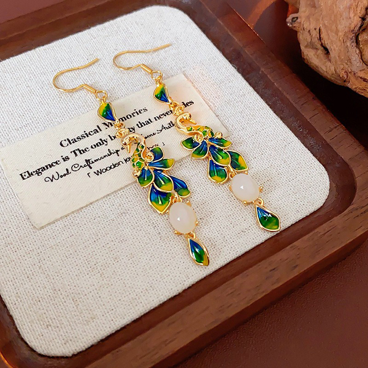 Women Fashion Earrings Vintage Peacock Ear Accessories