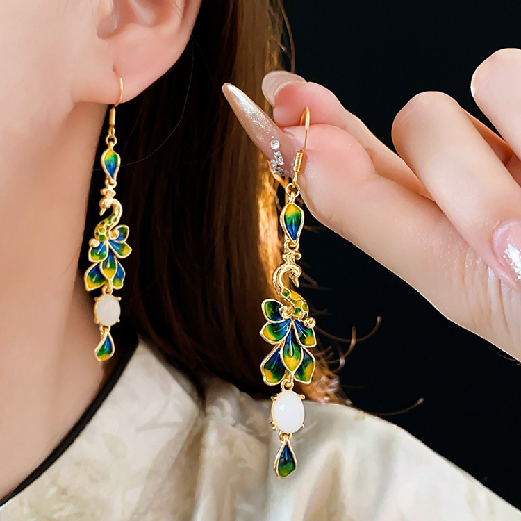 Women Fashion Earrings Vintage Peacock Ear Accessories
