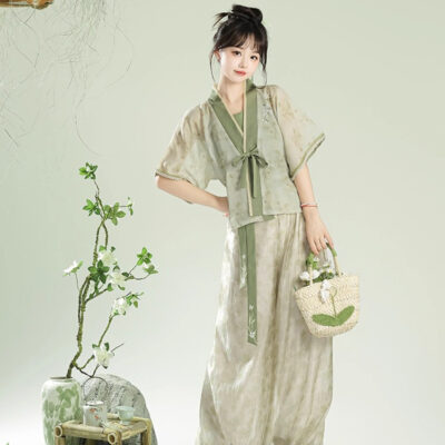 Women Fresh Summer Hanfu Jasmine Tang Dynasty Style