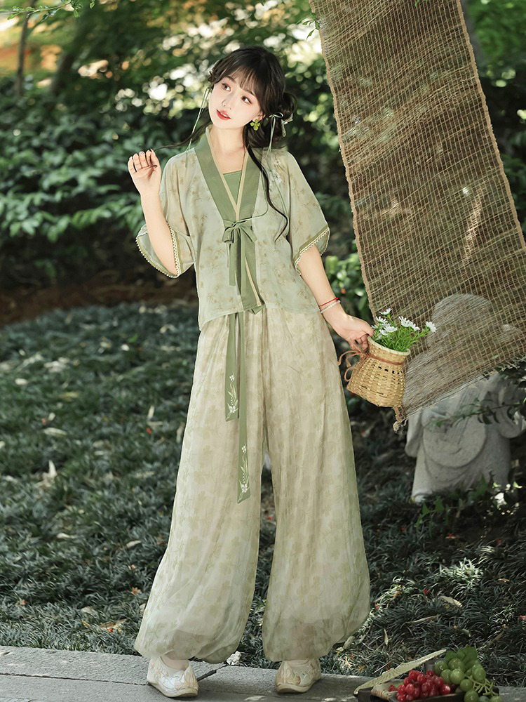 Women Fresh Summer Hanfu Jasmine Tang Dynasty Style