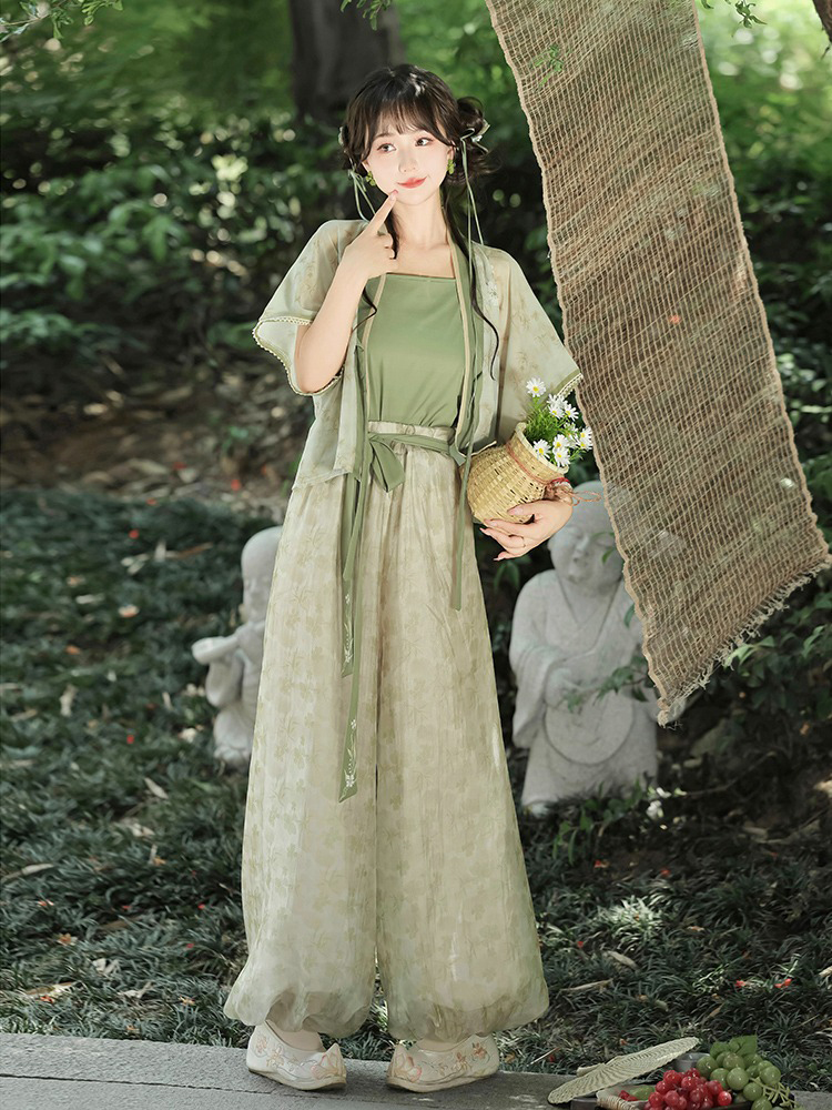 Women Fresh Summer Hanfu Jasmine Tang Dynasty Style