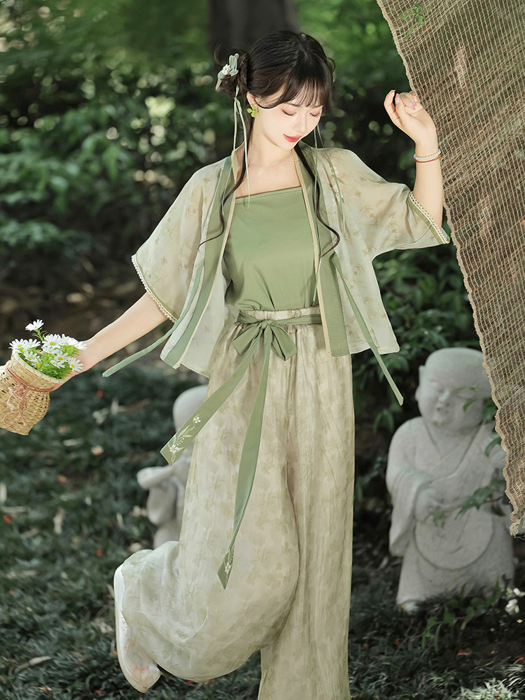 Women Fresh Summer Hanfu Jasmine Tang Dynasty Style