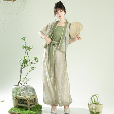 Women Fresh Summer Hanfu Jasmine Tang Dynasty Style