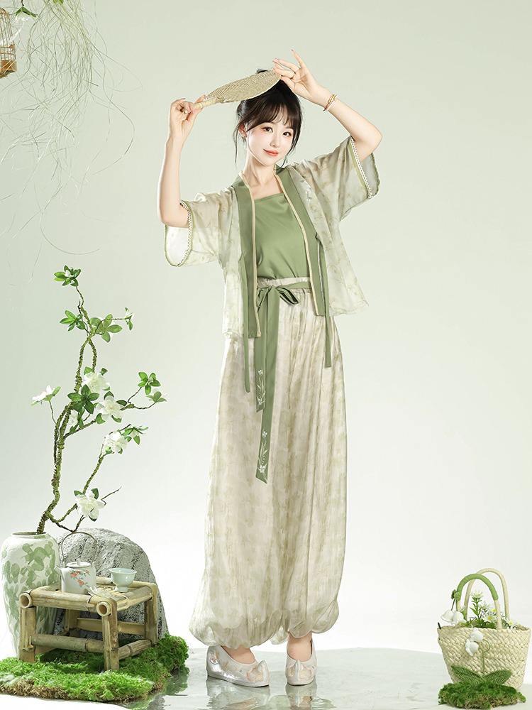 Women Fresh Summer Hanfu Jasmine Tang Dynasty Style