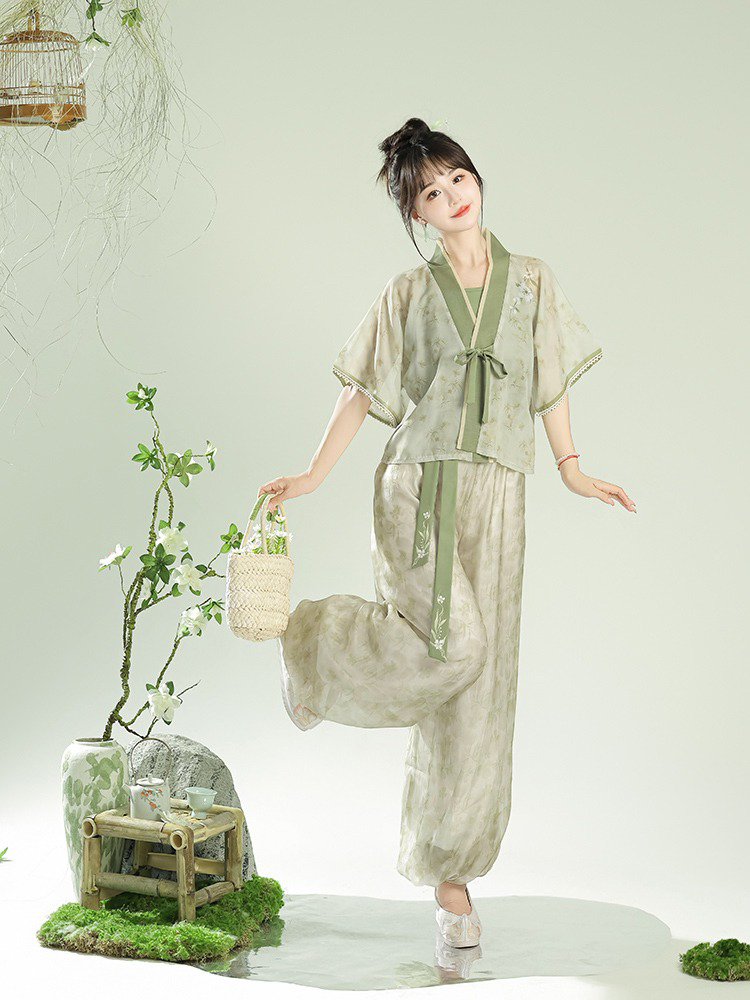 Women Fresh Summer Hanfu Jasmine Tang Dynasty Style