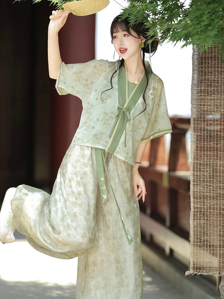 Women Fresh Summer Hanfu Jasmine Tang Dynasty Style