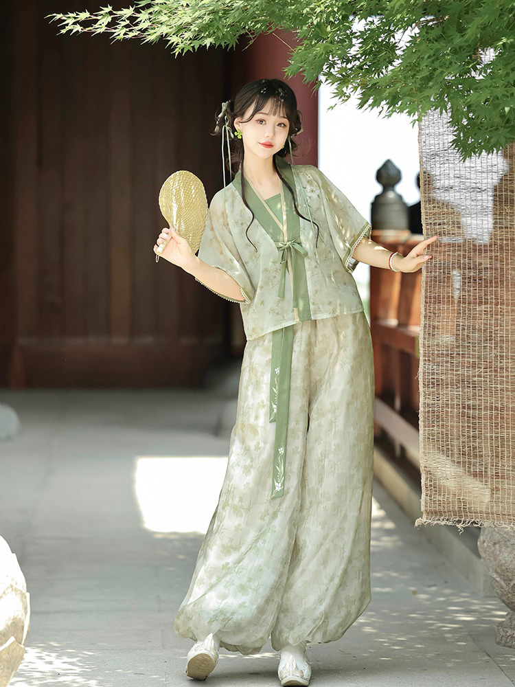 Women Fresh Summer Hanfu Jasmine Tang Dynasty Style