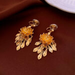 Women Vintage Earrings Lotus Tassel Niche Ear Accessories
