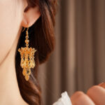 Women Vintage Earrings Lotus Tassel Niche Ear Accessories