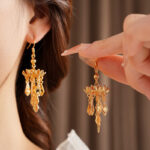 Women Vintage Earrings Lotus Tassel Niche Ear Accessories