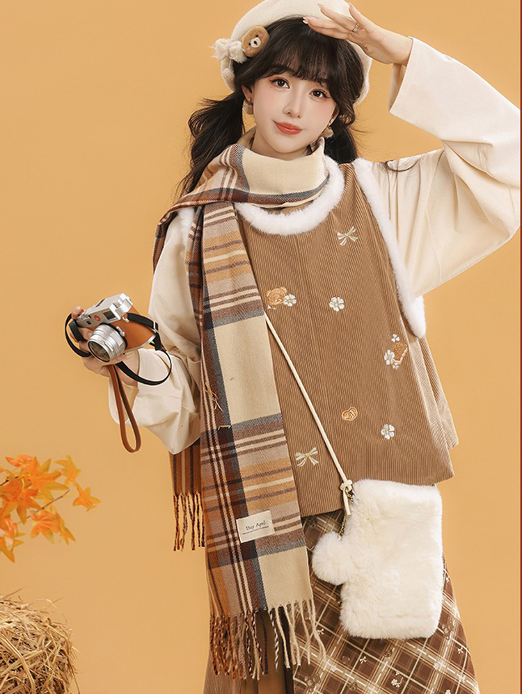 Women Winter Fashion Hanfu Round Neck Brown Daily Set