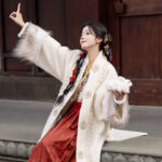 Women Winter Fluffy Fleece-Lined Coat Unique Song Dynasty Hanfu Set