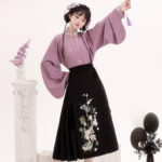 Women Winter Hanfu Purple Daily Set with Mamian Skirt