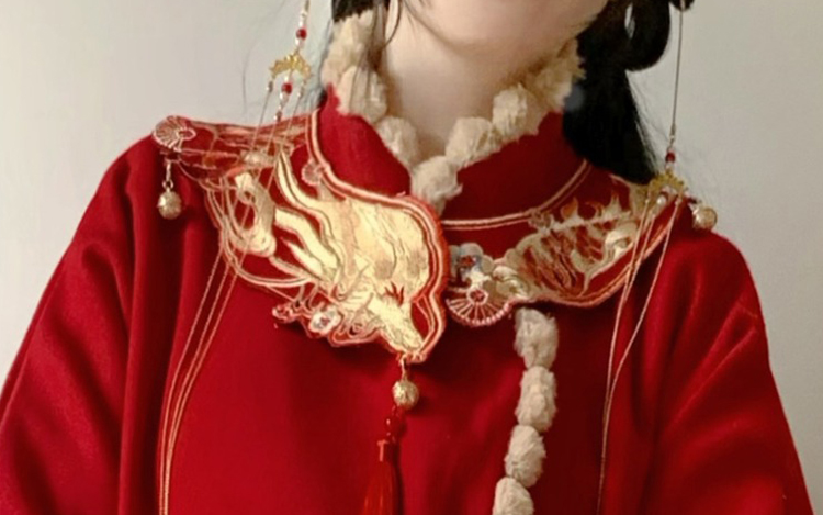 Women Winter Hanfu Red New Year Attire with Mamian Skirt