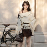 Autumn Women Fashionable Han Elements Cape Skirt Set