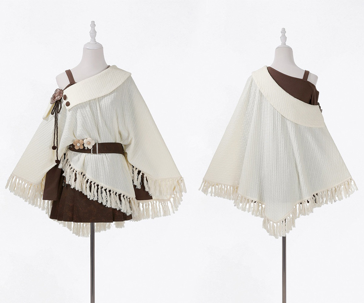 Autumn Women Fashionable Han Elements Cape Skirt Set