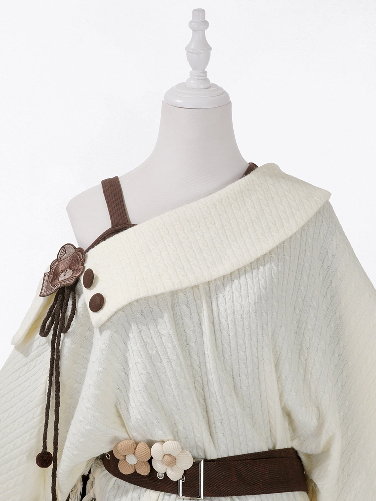 Autumn Women Fashionable Han Elements Cape Skirt Set