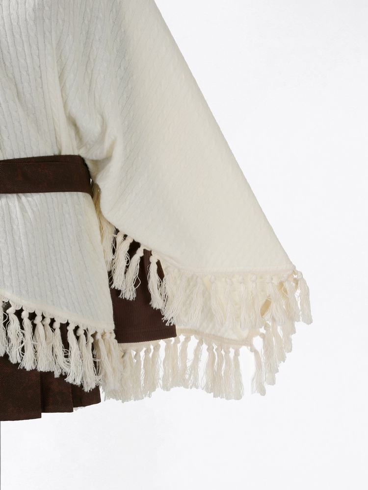 Autumn Women Fashionable Han Elements Cape Skirt Set