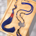 Classic Blue Necklace Ming Dynasty Hanfu Accessory Long Style Yingluo
