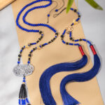 Classic Blue Necklace Ming Dynasty Hanfu Accessory Long Style Yingluo