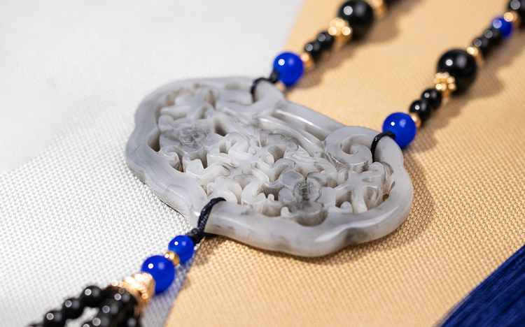 Classic Blue Necklace Ming Dynasty Hanfu Accessory Long Style Yingluo