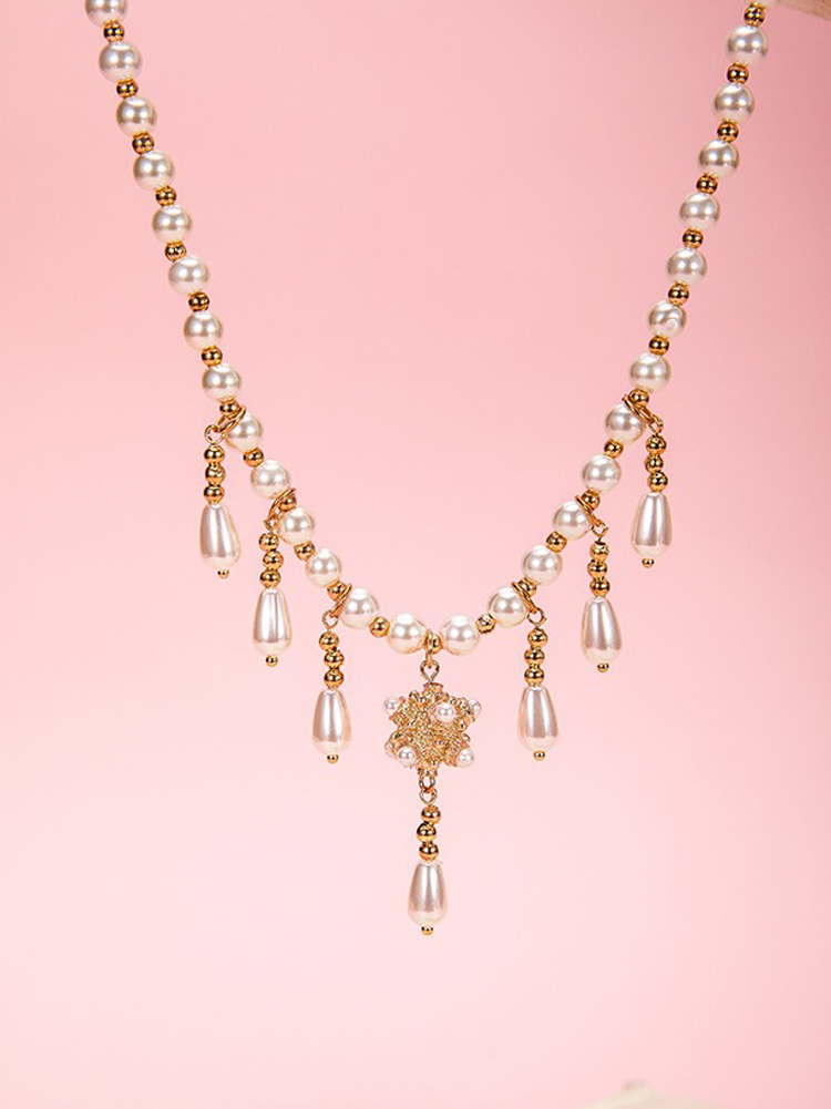 Classic Pearl Necklace Yingluo Ming Dynasty-Style Accessories Vintage Hanfu Handmade Jewelry