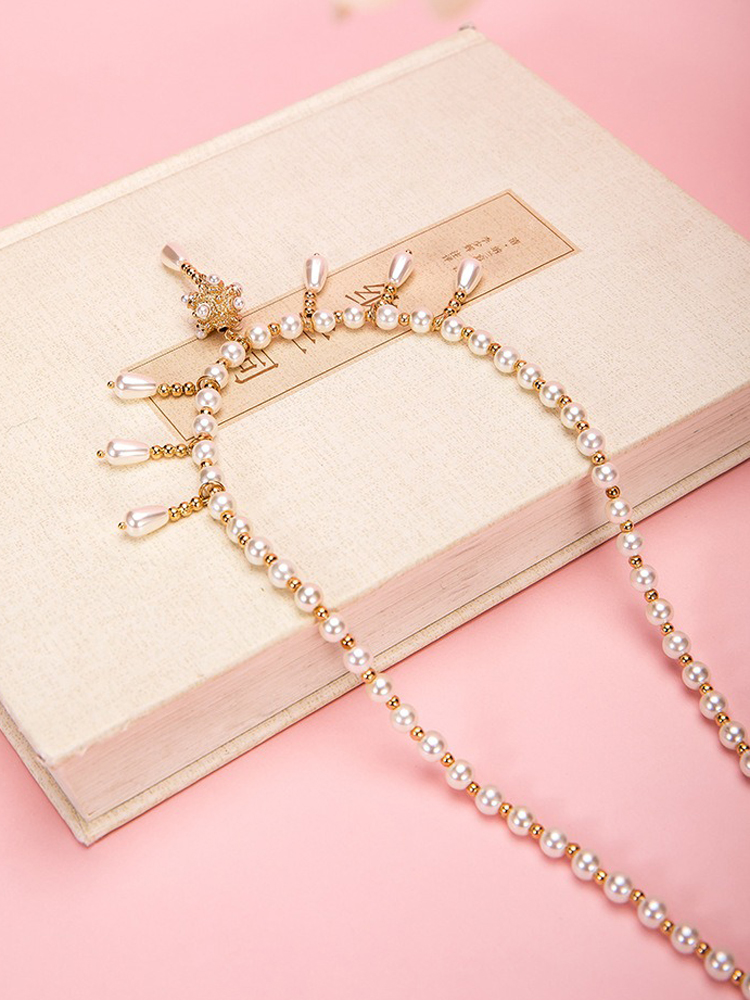 Classic Pearl Necklace Yingluo Ming Dynasty-Style Accessories Vintage Hanfu Handmade Jewelry