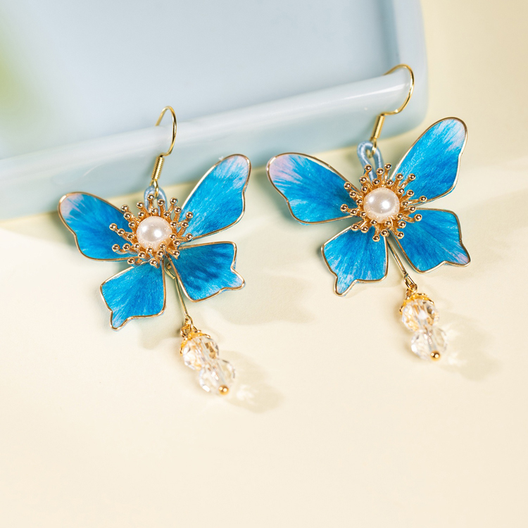 Handmade Intangible Cultural Heritage Hanfu Earrings Butterfly Ronghua