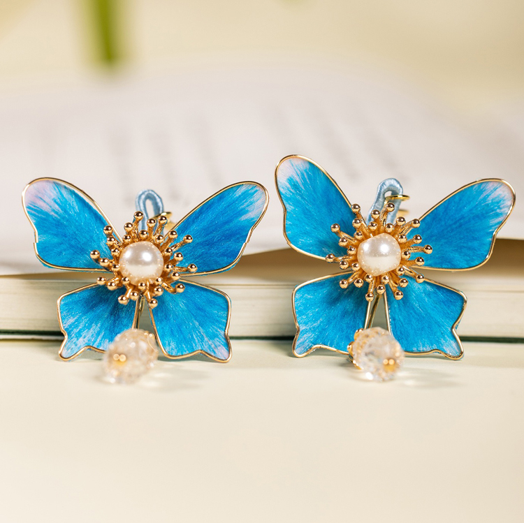 Handmade Intangible Cultural Heritage Hanfu Earrings Butterfly Ronghua