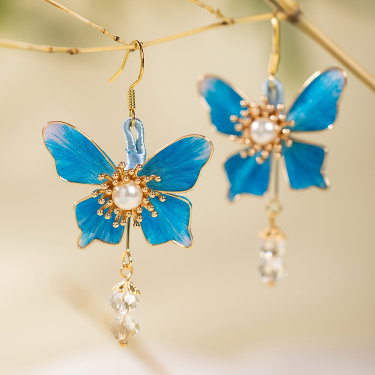 Handmade Intangible Cultural Heritage Hanfu Earrings Butterfly Ronghua