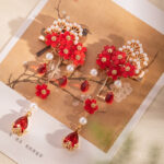 New Handcrafted Intangible Cultural Heritage Silk Earrings Classic Cheongsam Red Tassel Earrings