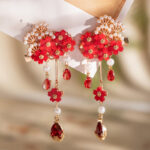 New Handcrafted Intangible Cultural Heritage Silk Earrings Classic Cheongsam Red Tassel Earrings