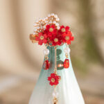 New Handcrafted Intangible Cultural Heritage Silk Earrings Classic Cheongsam Red Tassel Earrings