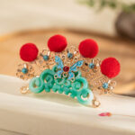 Hanfu Opera-Style Headpiece with Red Fluff Cosplay Accessory