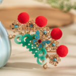 Hanfu Opera-Style Headpiece with Red Fluff Cosplay Accessory