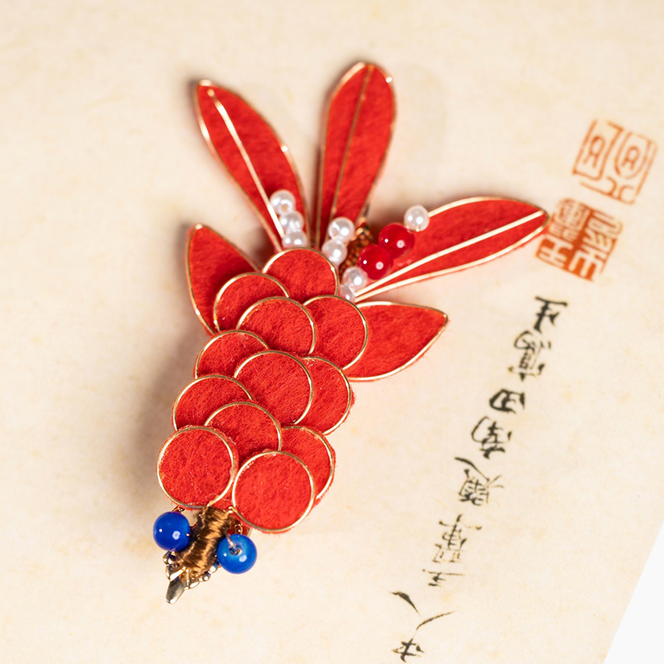 Koi Fish Hair Clip Red Velvet Everyday Hanfu Accessory Retro Hairpiece
