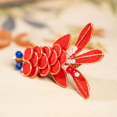 Koi Fish Hair Clip Red Velvet Everyday Hanfu Accessory Retro Hairpiece