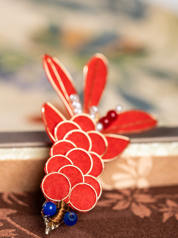 Koi Fish Hair Clip Red Velvet Everyday Hanfu Accessory Retro Hairpiece