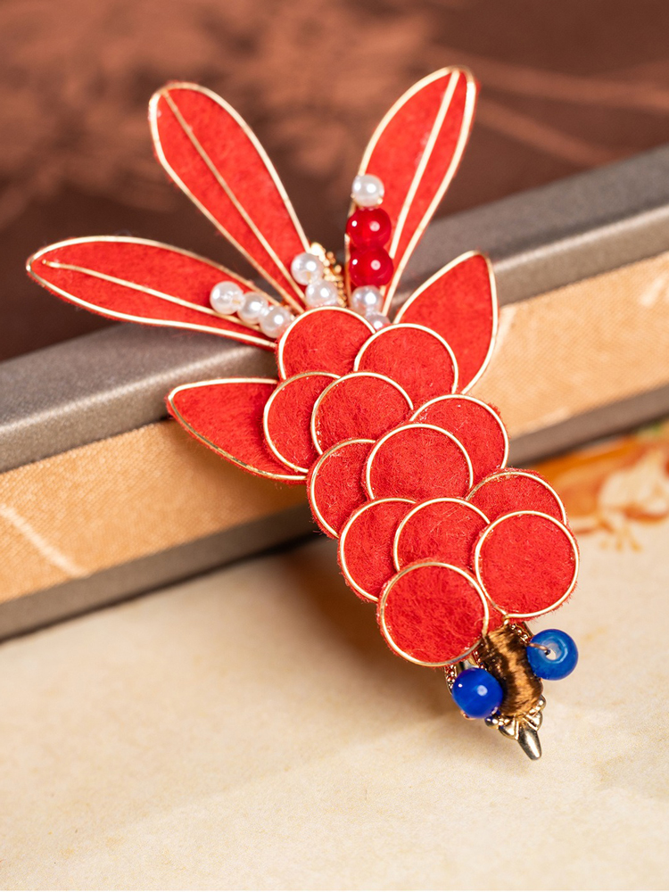 Koi Fish Hair Clip Red Velvet Everyday Hanfu Accessory Retro Hairpiece