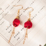 Hanfu New Year Hair Accessory for Children Cherry Blossom Hair Clip with Red Petals