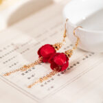 Hanfu New Year Hair Accessory for Children Cherry Blossom Hair Clip with Red Petals