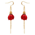 Hanfu New Year Hair Accessory for Children Cherry Blossom Hair Clip with Red Petals