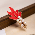 Red Velvet Hair Clip with Lucky Koi Fish Hair Accessory Retro Vintage Style Hair Ornament