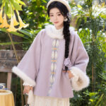 Winter Women Ming Dynasty Style Hanfu Short Ao Thickened Round Neck Coat