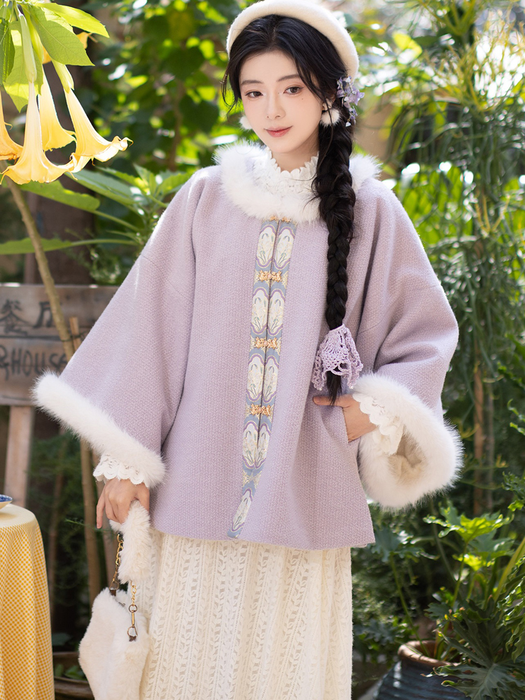 Winter Women Ming Dynasty Style Hanfu Short Ao Thickened Round Neck Coat