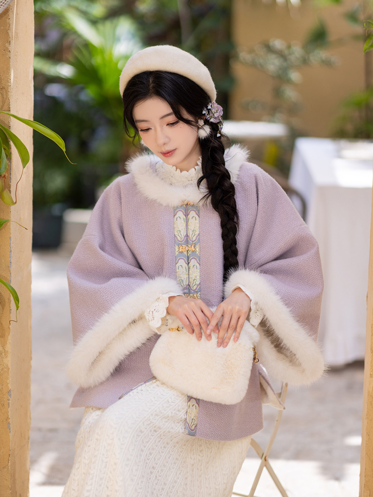 Winter Women Ming Dynasty Style Hanfu Short Ao Thickened Round Neck Coat