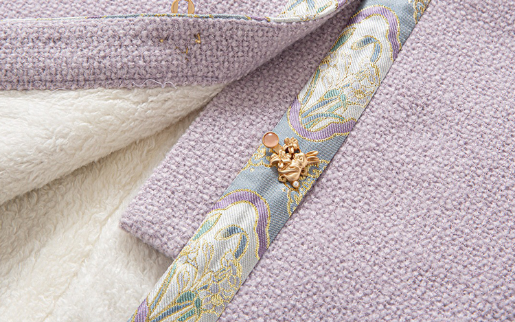 Winter Women Ming Dynasty Style Hanfu Short Ao Thickened Round Neck Coat