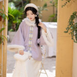 Winter Women Ming Dynasty Style Hanfu Short Ao Thickened Round Neck Coat